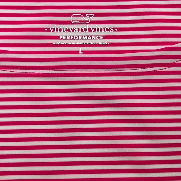 Vineyard Vines NWT Womens Size Large Pink/White Stripe Performance Top - Picture 3 of 5